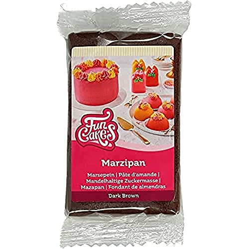 FunCakes Mandelhaltige Zuckermasse (holländisches Marzipan) Dark Brown: Einfach zu verwenden und glatt, einfach auszurollen, perfekt zum Dekorieren von Kuchen, Halal, koscher und glutenfrei. 250 g. von FunCakes