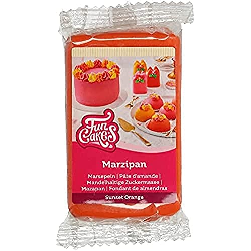 FunCakes Mandelhaltige Zuckermasse (holländisches Marzipan) Sunset Orange: Einfach zu verwenden und geschmeidig, perfekt zum Dekorieren von Kuchen, Halal, koscher und glutenfrei, 250 g von FunCakes
