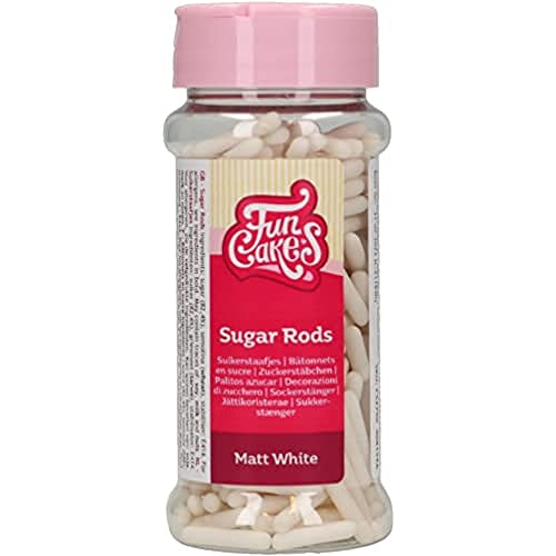 FunCakes Matte Sugar Rods XL Weiß: Kuchenstreusel, toller Geschmack, perfekt zum Dekorieren von Kuchen, Cupcakestreusel 70 g. von FunCakes