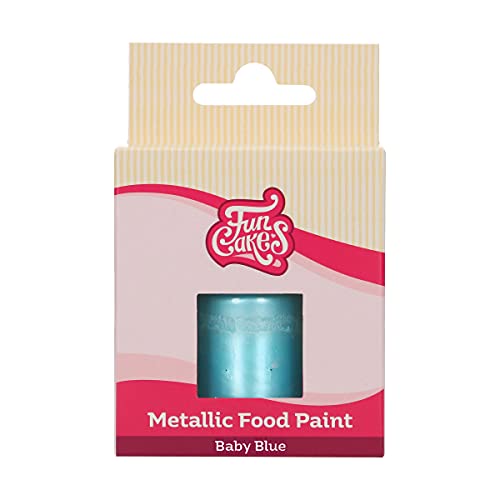 FunCakes Metallic Food Paint Baby Blau: Erzeugen Sie Metallic-Effekte auf Fondant, Marzipan, Royal Icing und Kekse. 100% essbare Lebensmittelfarbe, Halal, geeignet für Vegetarier und Veganer, 30 ml von FunCakes