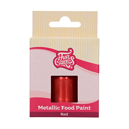 FunCakes Metallic Food Paint Rot: Erzeugen Sie metallische Effekte auf Fondant, Marzipan, Royal Icing und Kekse. 100% essbare Lebensmittelfarbe, Halal, geeignet für Vegetarier und Veganer, 30 ml von FunCakes