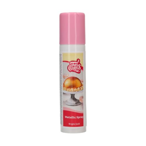 FunCakes Metallic Spray Helles Gold: Lebensmittelfarbe Spray, sprühen Sie ganz einfach eine metallische Schicht auf Torten, perfekt für die Tortendekoration100 ml von FunCakes