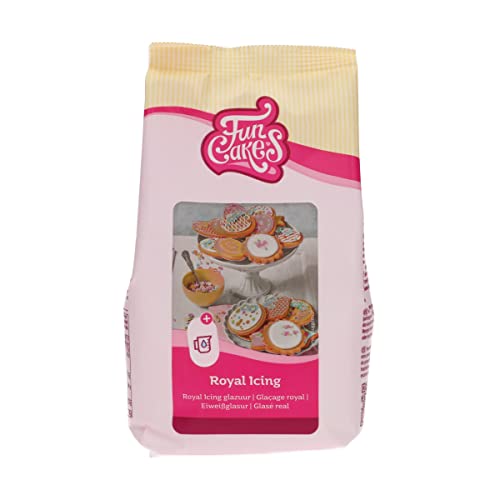 FunCakes Mix für Royal Icing, einfach zu verwenden, zum Dekorieren von Kuchen und Keksen, schöne Glasur, nur Wasser hinzufügen, Halal., 450 g von FunCakes