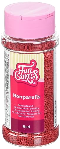 FunCakes Nonpareils Rot: Kuchenstreusel, großartiger Geschmack, perfekt zum Dekorieren von Kuchen. 80 g. von FunCakes