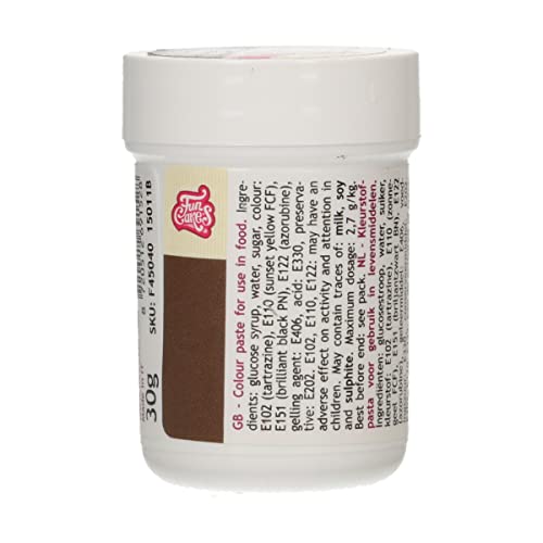 FunCakes Pastenfarbe Dunkelbraun; Konzentrierte Lebensmittelfarbe für Teig, Sahne, Fondant, Marzipan, Teig, Modellier- und Blütenpaste. Halal und koscher. 30 g FunCakes Pastenfarbe Dunkelbraun; Konzentrierte Lebensmittelfarbe für Teig, Sahne, Fondant, Marzipan, Teig, Modellier- und Blütenpaste. Halal und koscher. 30 g von FunCakes