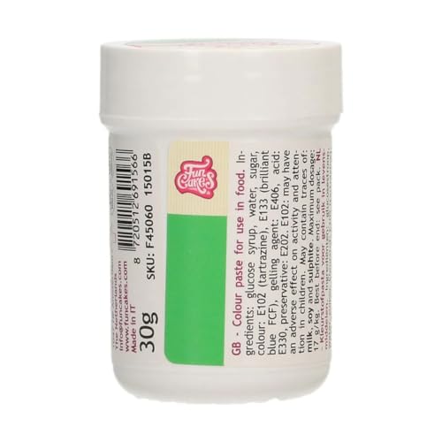 FunCakes Pastenfarbe Grün; Konzentrierte Lebensmittelfarbe für Teig, Sahne, Fondant, Marzipan, Teig, Modellier- und Blütenpaste. Halal und koscher. 30 g FunCakes Pastenfarbe Grün; Konzentrierte Lebensmittelfarbe für Teig, Sahne, Fondant, Marzipan, Teig, Modellier- und Blütenpaste. Halal und koscher. 30 g von FunCakes