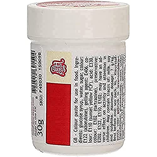 FunCakes Pastenfarbe Weihnachtsrot; Konzentrierte Lebensmittelfarbe für Teig, Sahne, Fondant, Marzipan, Teig, Modellier- und Blütenpaste. Halal und koscher. 30 g FunCakes Pastenfarbe Weihnachtsrot; Konzentrierte Lebensmittelfarbe für Teig, Sahne, Fondant, Marzipan, Teig, Modellier- und Blütenpaste. Halal und koscher. 30 g von FunCakes