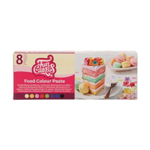 FunCakes Pastenfarben Set 8-teilig: Konzentrierte Lebensmittelfarbe für Teig, Sahne, Fondant, Marzipan, Teig, Modellier- und Blütenpaste. Halal. von FunCakes