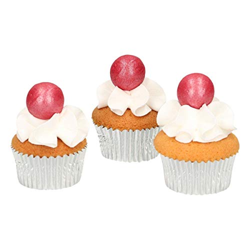 FunCakes Pearl Schokokugeln Dunkelrosa - gebrauchsfertig für Tortendeko - Perfekt für Kuchen, Cupcakes und mehr - leckerer Schokoladengeschmack - Glutenfrei Zertifiziert - Set 8 von FunCakes