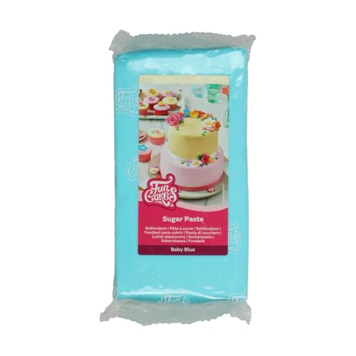 FunCakes Rollfondant Baby Blue: Einfach zu verwenden, glatt, flexibel, weich und biegsam, perfekt zum Dekorieren von Kuchen, halal, koscher und glutenfrei. 1 kg von FunCakes