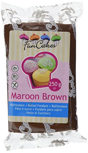 FunCakes Fondant -Maroon braun, 4er Pack (4 x 250 g) von FunCakes