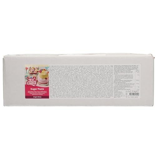 FunCakes Rollfondant Bright White: Einfach zu verwenden, glatt, flexibel, weich und biegsam, perfekt zum Dekorieren von Kuchen, halal, koscher und glutenfrei. 5 kg (2 × 2,5 kg) von FunCakes