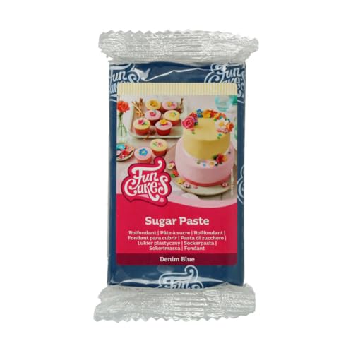 FunCakes Rollfondant Demin Blue: Einfach zu verwenden, glatt, flexibel, weich und biegsam, perfekt zum Dekorieren von Kuchen, halal, koscher und glutenfrei, 250 g von FunCakes