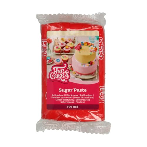 FunCakes Rollfondant Feuerrot: Einfach zu verwenden, glatt, flexibel, weich und biegsam, perfekt zum Dekorieren von Kuchen, halal, koscher und glutenfrei, 250 g von FunCakes