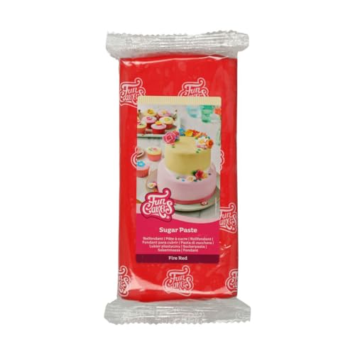 FunCakes Rollfondant Fire Red: Einfach zu verwenden, glatt, flexibel, weich und biegsam, perfekt zum Dekorieren von Kuchen, halal, koscher und glutenfrei, 1 kg (1er Pack) von FunCakes