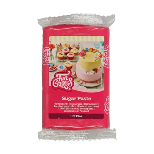 FunCakes Rollfondant Hot Pink: Einfach zu verwenden, glatt, flexibel, weich und biegsam, perfekt zum Dekorieren von Kuchen. Gluten-frei, 250 g von FunCakes
