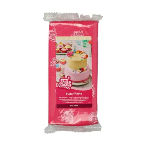 FunCakes Rollfondant Hot Pink: Einfach zu verwenden, glatt, flexibel, weich und biegsam, perfekt zum Dekorieren von Kuchen. Gluten-frei. 1 kg von FunCakes