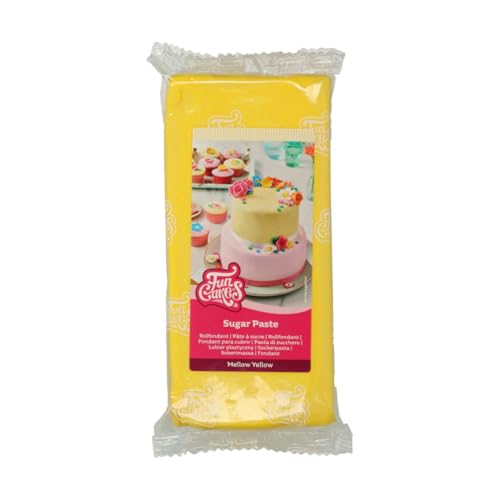 FunCakes Rollfondant Mellow Yellow: Einfach zu verwenden, glatt, flexibel, weich und biegsam, perfekt zum Dekorieren von Kuchen, Halal, koscher und glutenfrei. 1 kg von FunCakes