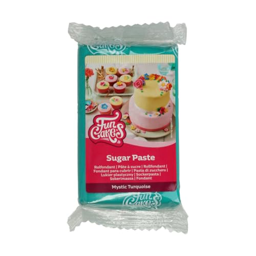 FunCakes Rollfondant Mystic Turquoise: Einfach zu verwenden, glatt, flexibel, weich und biegsam, perfekt zum Dekorieren von Kuchen, Halal, koscher und glutenfrei, 250 g von FunCakes