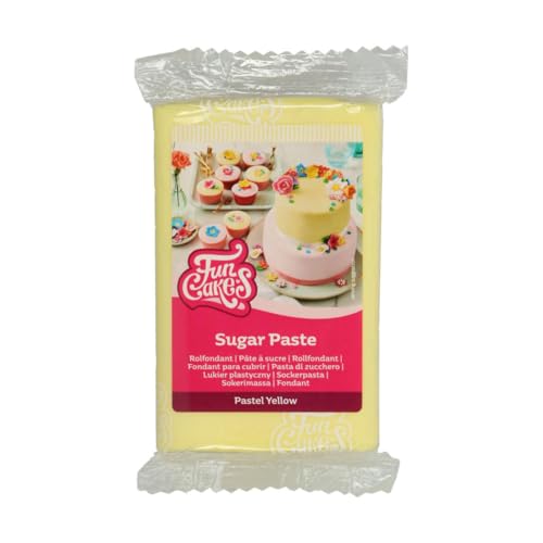 FunCakes Rollfondant Pastel Yellow: Einfach zu verwenden, glatt, flexibel, weich und biegsam, perfekt zum Dekorieren von Kuchen, halal, koscher und glutenfrei, 250 g von FunCakes