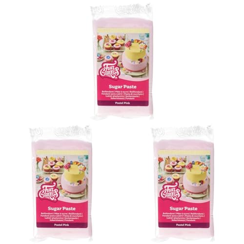 FunCakes Rollfondant Pastellrosa: Einfach zu verwenden, glatt, flexibel, weich und biegsam, perfekt zum Dekorieren von Kuchen, halal, koscher und glutenfrei, 250 g (Packung mit 3) von FunCakes