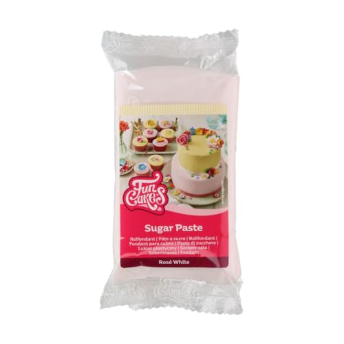 FunCakes Rollfondant Rosé Weiß: einfach zu verwenden, glatt, flexibel, weich und geschmeidig, perfekt zum Verzieren von Torten, Halal, Kosher und Glutenfrei, 250 g Packung 1 von FunCakes