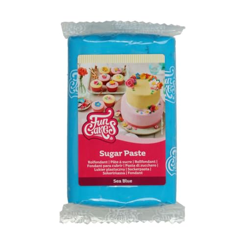 FunCakes Rollfondant Sea Blue: Einfach zu verwenden, glatt, flexibel, weich und biegsam, perfekt zum Dekorieren von Kuchen, halal, koscher und glutenfrei, 250 g von FunCakes