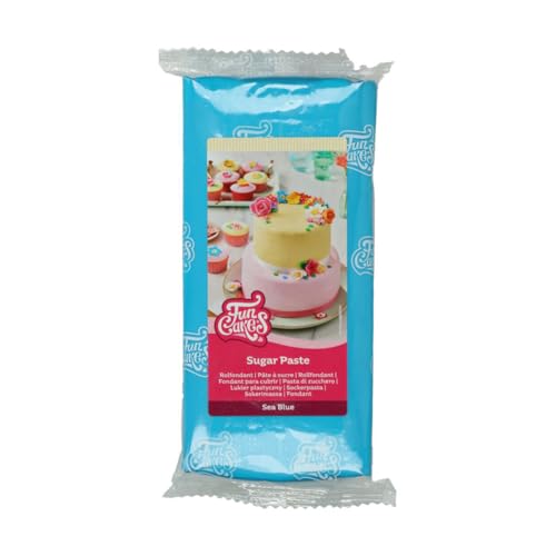 FunCakes Rollfondant Sea Blue: Einfach zu verwenden, glatt, flexibel, weich und biegsam, perfekt zum Dekorieren von Kuchen, halal, koscher und glutenfrei. 1 kg von FunCakes