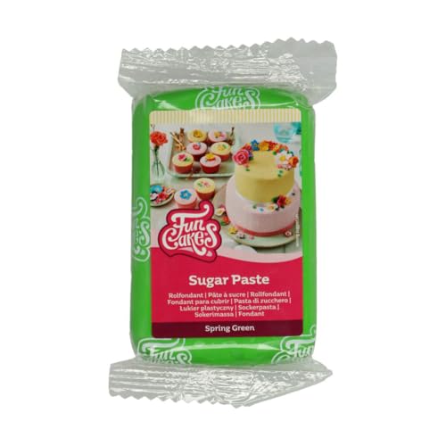 FunCakes Rollfondant Spring Green: Einfach zu verwenden, glatt, flexibel, weich und biegsam, perfekt zum Dekorieren von Kuchen, halal, koscher und glutenfrei, 250 g von FunCakes