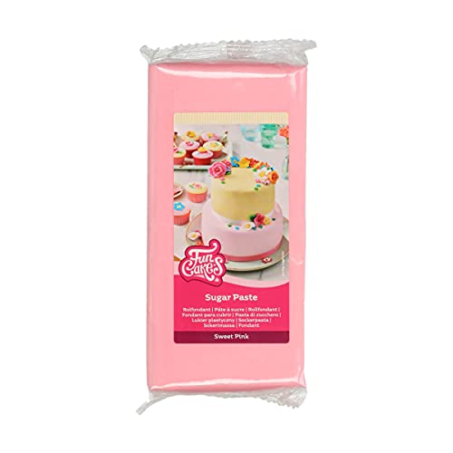 FunCakes Rollfondant Sweet Pink: Einfach zu verwenden, glatt, flexibel, weich und biegsam, perfekt zum Dekorieren von Kuchen, halal, koscher und glutenfrei. 1 kg von FunCakes