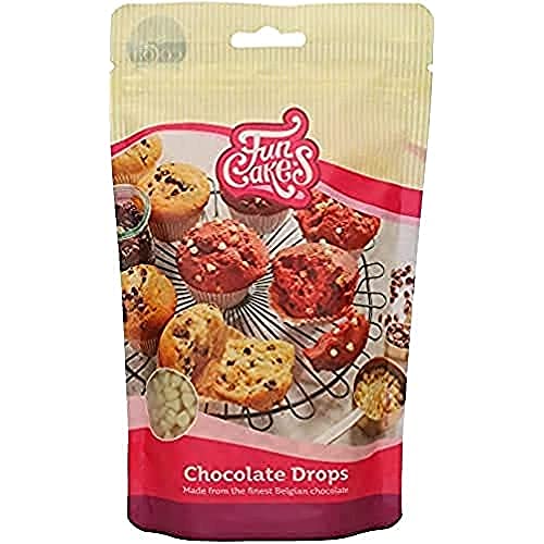 FunCakes Schokoladen Tropfen Weiß: köstliche, stabile Schokoladenchips zum Backen von Kuchen, Cupcakes, Muffins oder Keksen, hergestellt aus echter belgischer Schokolade, Halal. 350 g. FunCakes Schokoladen Tropfen Weiß: köstliche, stabile Schokoladenchips zum Backen von Kuchen, Cupcakes, Muffins oder Keksen, hergestellt aus echter belgischer Schokolade, Halal. 350 g. von FunCakes