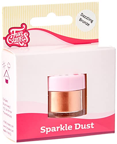FunCakes Sparkle Dust Dazzling Bronze: Glänzendes funkelndes Farbpulver für Lebensmittel, für die Kuchendekoration, Halal-zertifiziert von FunCakes