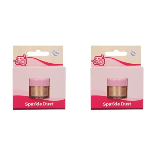 FunCakes Sparkle Dust Golden Ginger: Glänzendes funkelndes Farbpulver für Lebensmittel, zur Kuchendekoration, Halal-zertifiziert (Packung mit 2) von FunCakes