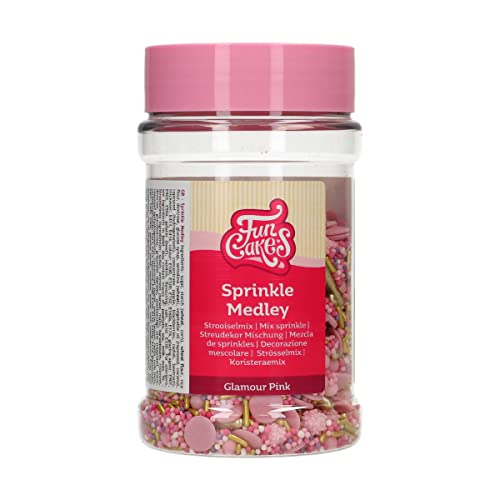 FunCakes Sprinkle Medley Glamour Rosa: Zuckerstreusel, großartiger Geschmack, perfekt zum Dekorieren von Kuchen, Sprinkle Mix. 180 g. von FunCakes