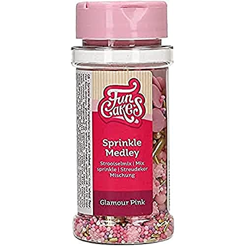 FunCakes Sprinkle Medley Glamour Rosa: Zuckerstreusel, großartiger Geschmack, perfekt zum Dekorieren von Kuchen, Sprinkle Mix. 65 g. von FunCakes