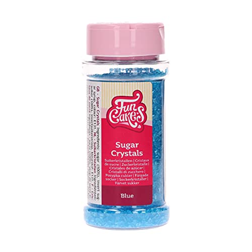 FunCakes Sugar Crystals Blau: Kuchenstreusel, guter Geschmack, perfekt zum Dekorieren von Kuchen, farbige Zuckerkristalle. 80 g. von FunCakes