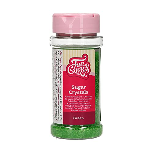 FunCakes Sugar Crystals Grün: Kuchenstreusel, guter Geschmack, perfekt zum Dekorieren von Kuchen, farbige Zuckerkristalle. 80 g. von FunCakes