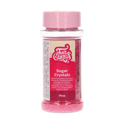 FunCakes Sugar Crystals -Rosa-: Tortenstreusel, großartiger Geschmack, perfekt zum Dekorieren von Torten, Cupcake-Streuseln. 80 g. von FunCakes