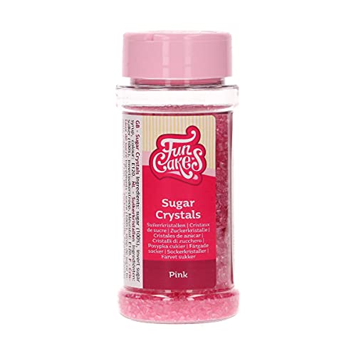 FunCakes Sugar Crystals Rosa: Kuchenstreusel, guter Geschmack, perfekt zum Dekorieren von Kuchen, farbige Zuckerkristalle. 80 g. von FunCakes