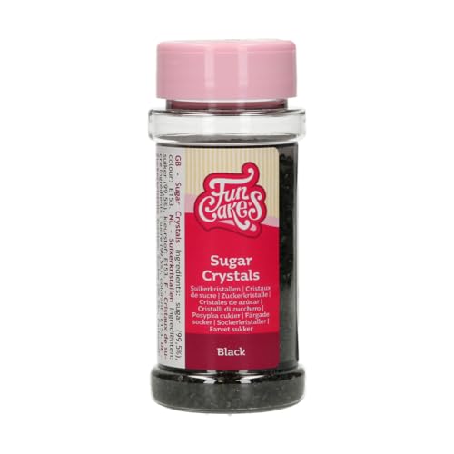 FunCakes Sugar Crystals -Schwarz-: Tortenstreusel, großartiger Geschmack, perfekt zum Dekorieren von Torten, Cupcake-Streuseln. 80 g. von FunCakes