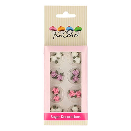 FunCakes Sugar Decorations Roses with Leafs Set/16, 3er Pack (3 x 50 g) von FunCakes