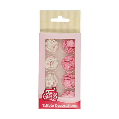 FunCakes Zuckerdekorationen Little Flower Mix Weiß/Rosa: Gebrauchsfertig für Tortendekoration, perfekt für Cupcakes, Muffins und mehr, Set/64 von FunCakes