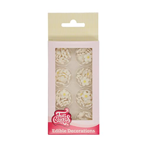 FunCakes Zuckerdekorationen Weiße Blüten: Gebrauchsfertig für Tortendekoration, perfekt für Cupcakes, Muffins und mehr, Set/64 von FunCakes