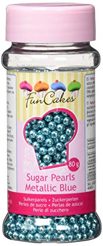 Funcakes G42705 Zuckerperlen 4Mm Metallic Blue , 80 G (1Er Pack) von FunCakes