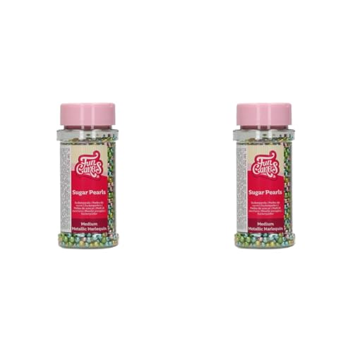 FunCakes Zuckerperlen Mittel Metallic Harlekin: Kuchenstreusel, guter Geschmack, perfekt zum Dekorieren von Kuchen, essbare Zuckerperlen. 80 g. (Packung mit 2) von FunCakes