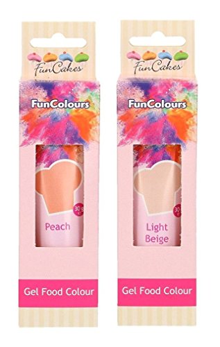 FunCakes - hochwertige Lebensmittelfarbe - 2er Set (60g) - Pfirsisch, Beige von FunCakes