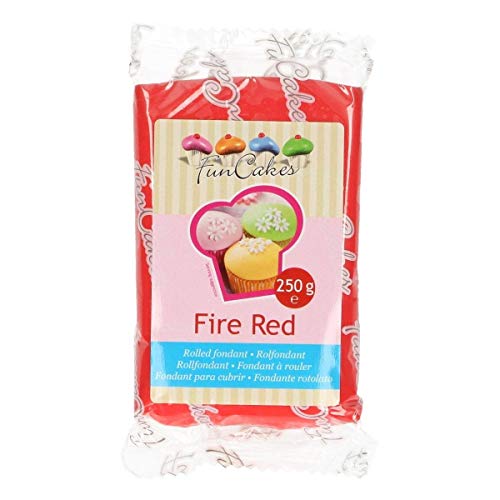FunCakes Fondant Fire Red: Einfach zu Verwenden, Glatt, Elastisch, Weich und Schmeidig, Perfekt zum Dekorieren von Torten, Halal, Koscher und Glutenfrei. 250 g von FunCakes