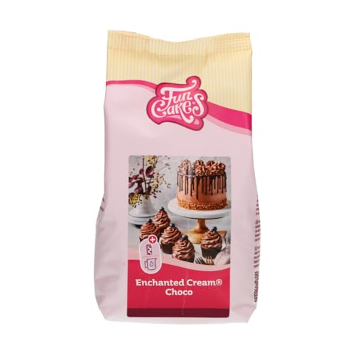 FunCakes Mix für Enchanted Cream® Choco: Einfach zu verwendende, sehr leichte und flauschige Schokoladencreme, perfekt zum Füllen und Abdecken von Kuchen oder als Belag für Cupcakes. 450 g. von FunCakes