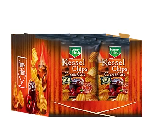 funny-frisch Kessel Chips Cross Cut Spicy BBQ Sauce Style, 10er Pack (10 x 120 g) von Funny-Frisch