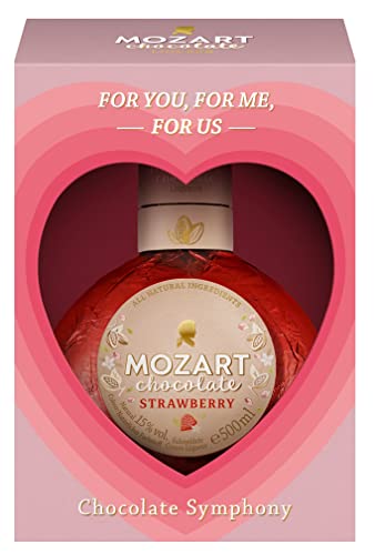 Mozart White Chocolate Cream Strawberry 0,5l im Herz Geschenkkarton von Furore